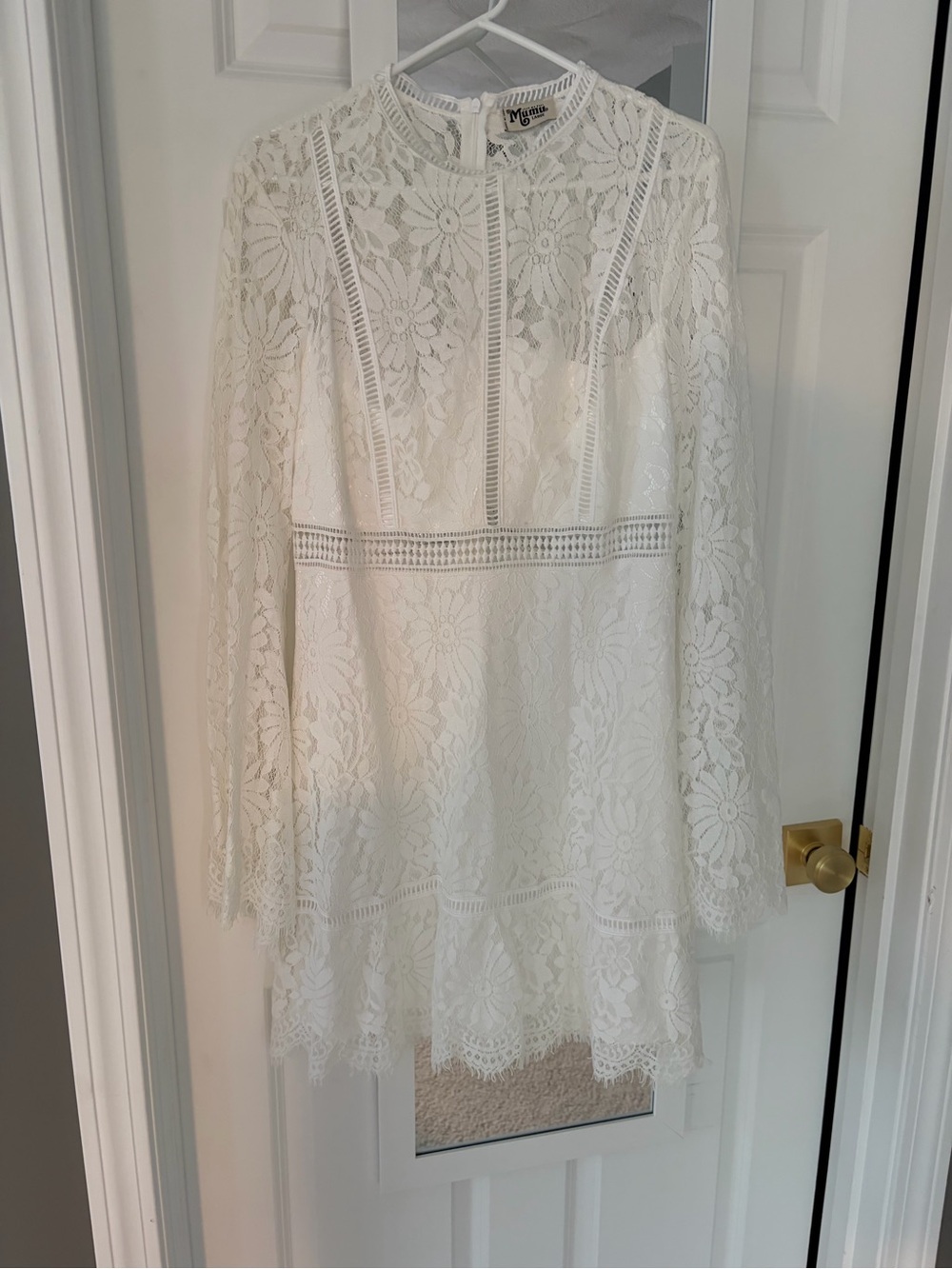 Show Me Your MuMu Ivory Floral Lace Long-Sleeve Mini Dress